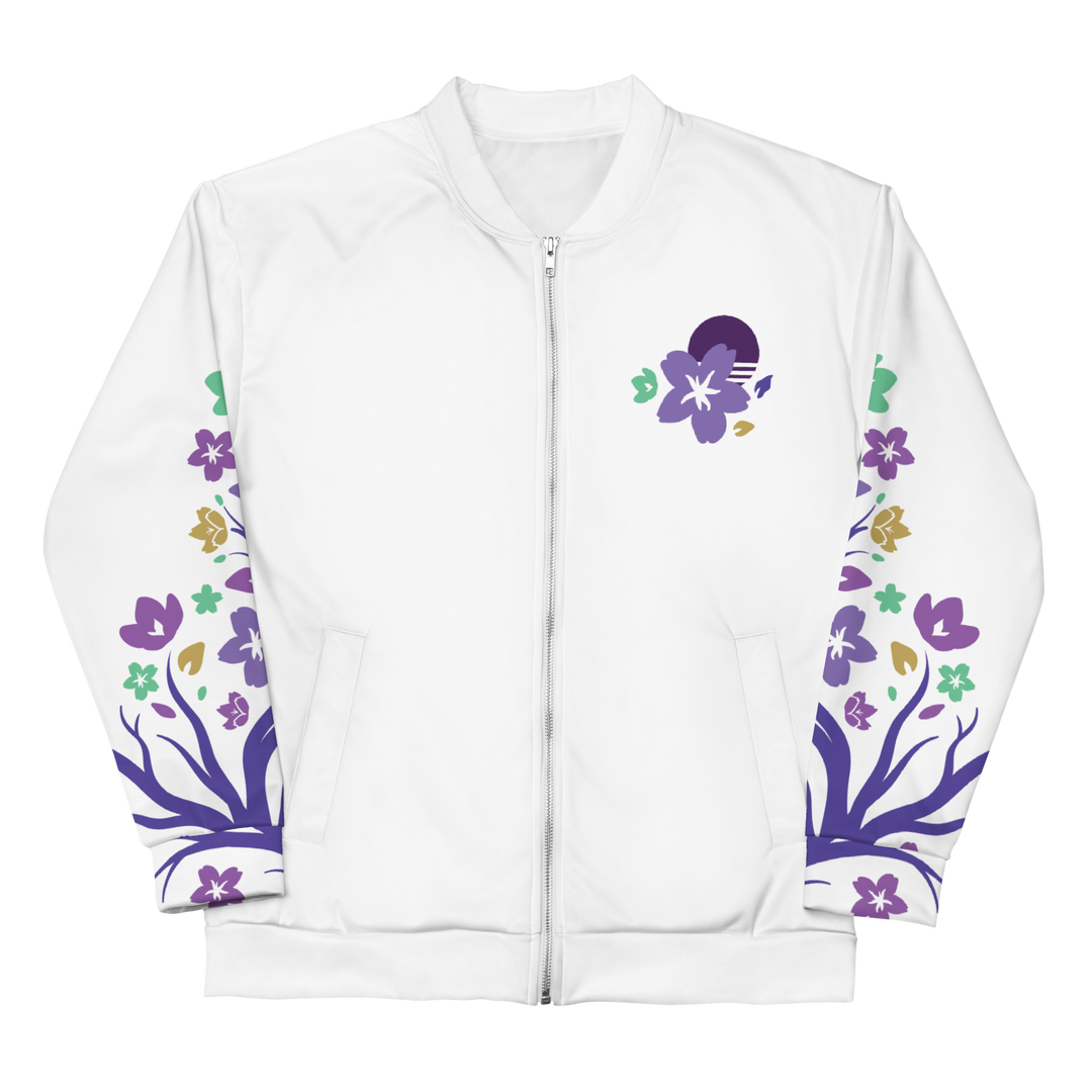 Mardi Gras Sakura Bomber Jacket (White Edition)